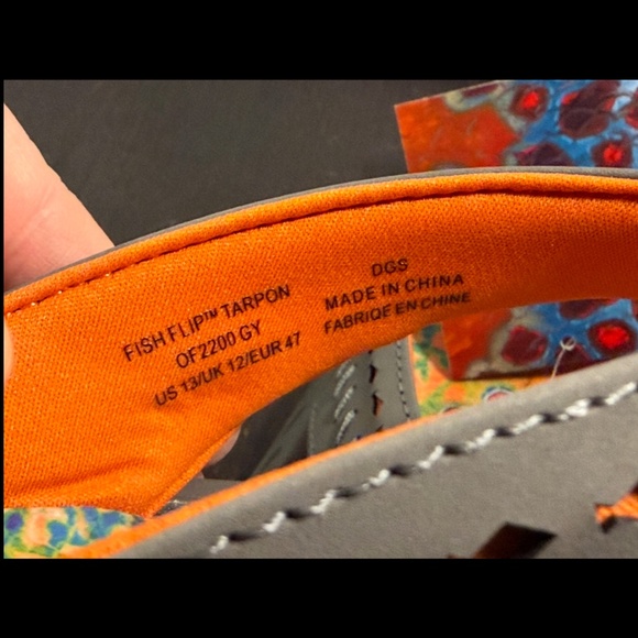 Korkers Fish Flip Brook Trout Sandals Flip Flops Orange/Blue/Green Mens 13 main image 10